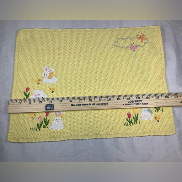 6 Easter Bunny Flowers Butterfly Yellow Cotton Placemats Blossoms & Blooms - Picture 8 of 9